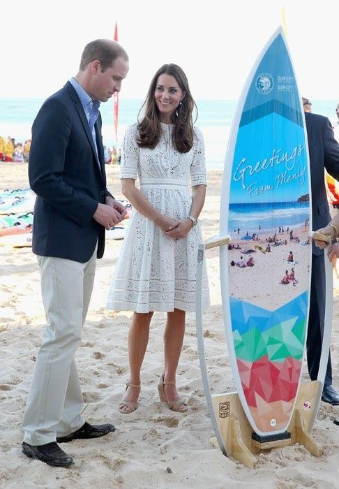 Prince George gets his first surfboard!